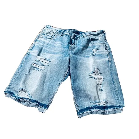 Silver Jeans Shorts Silver Jeans Womens Light Denim Distressed